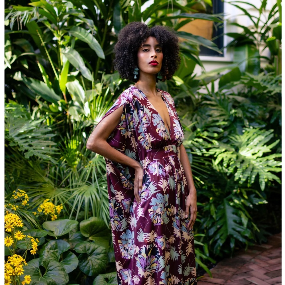 Liz Caftan - Bordeaux Ferns | Trashy Diva 1930's Inspired Maxi Dress